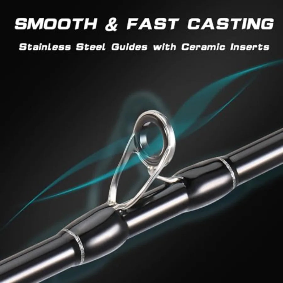 Fishing Rod and Reel Combos for Spinning and Casting Fishing 30Ton+24Ton Graphite 2Piece Fishing Poles with Supe