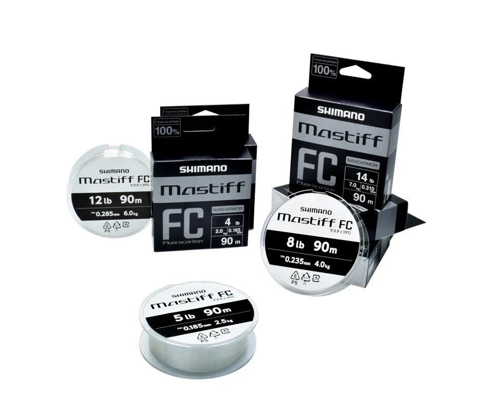 Original SHIMANO Mastiff FC 3LB-20LB Fluorocarbon Transparent Color Fiber Fishing Line 90M Made in Japan