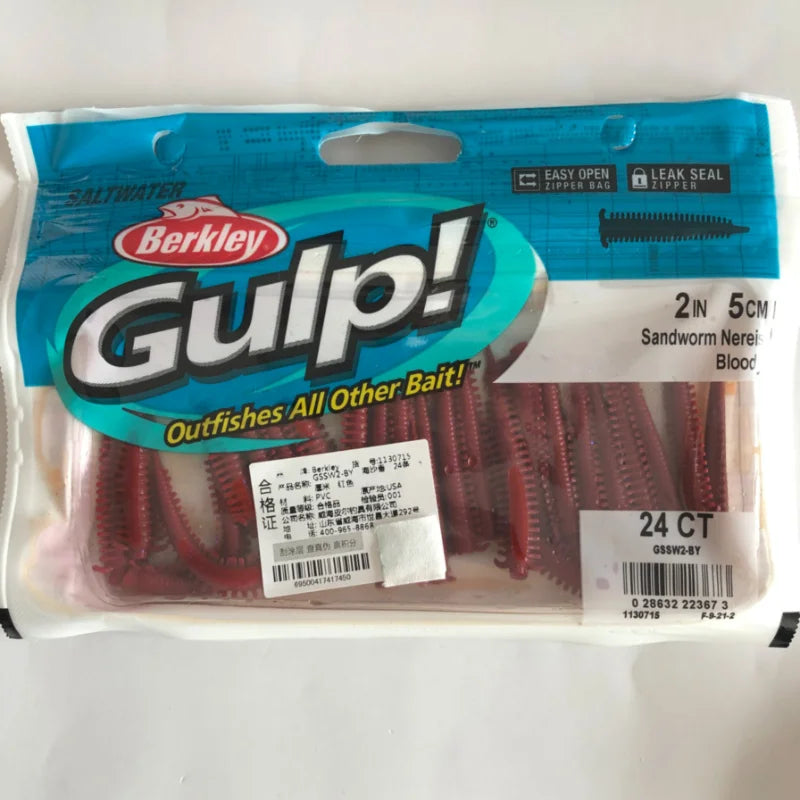 Berkley GULP Live Energy Soft Bait Tail Worm Minnow Tadpole Squid Larva Agive Simp Sandworm for Sea Fiing
