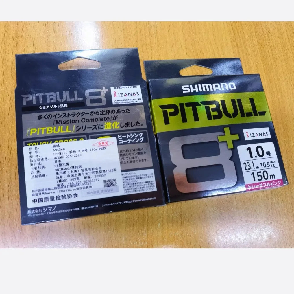 Original SHIMANO PITBULL 150M 200M X8 Pink PE Braided wire strands Fishing line Made in Japan High Strength and Soft