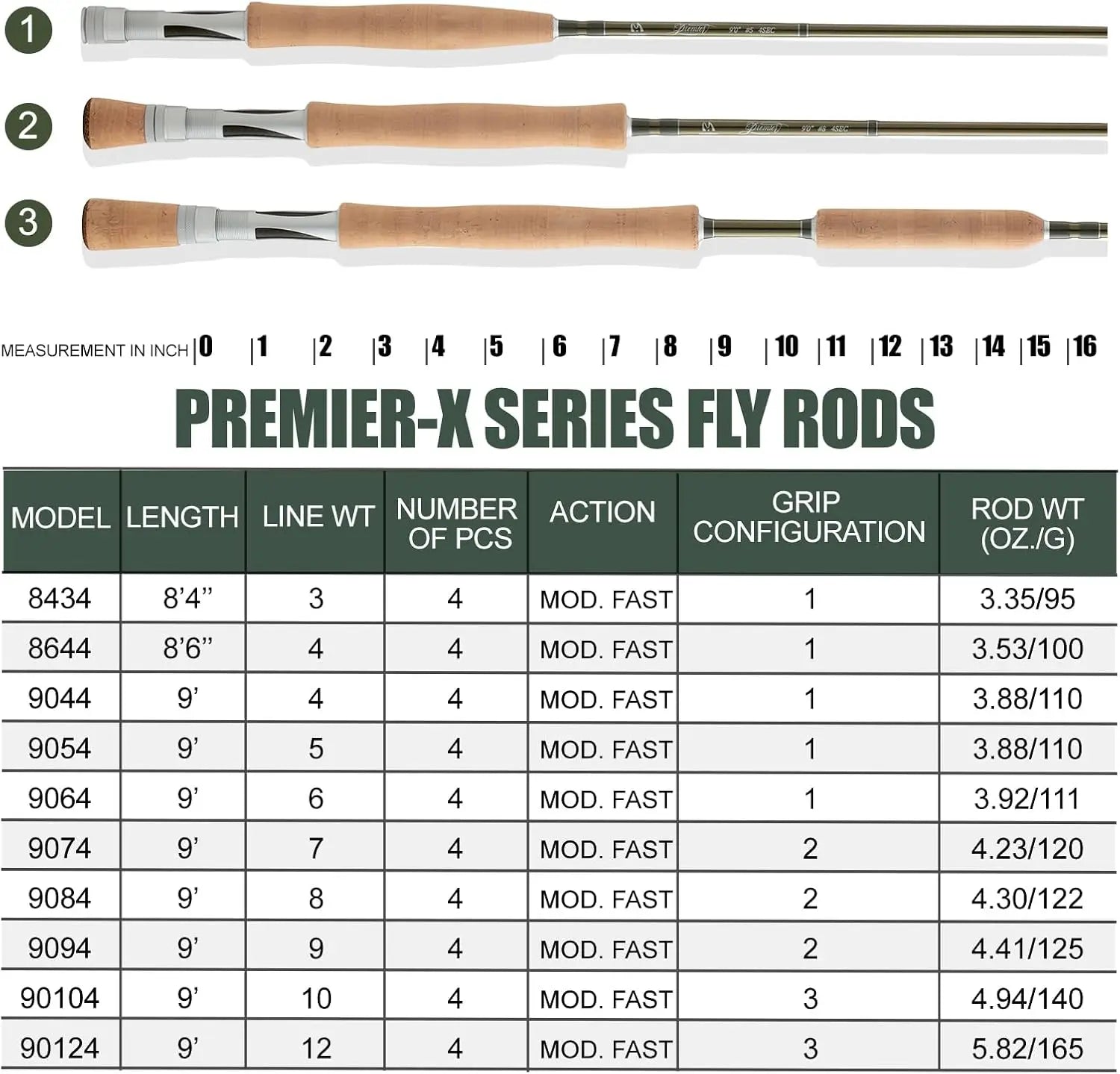 Fly Fishing Rod, IM8 Graphite, Fast Action, 3-12WT, with Carrying Case
