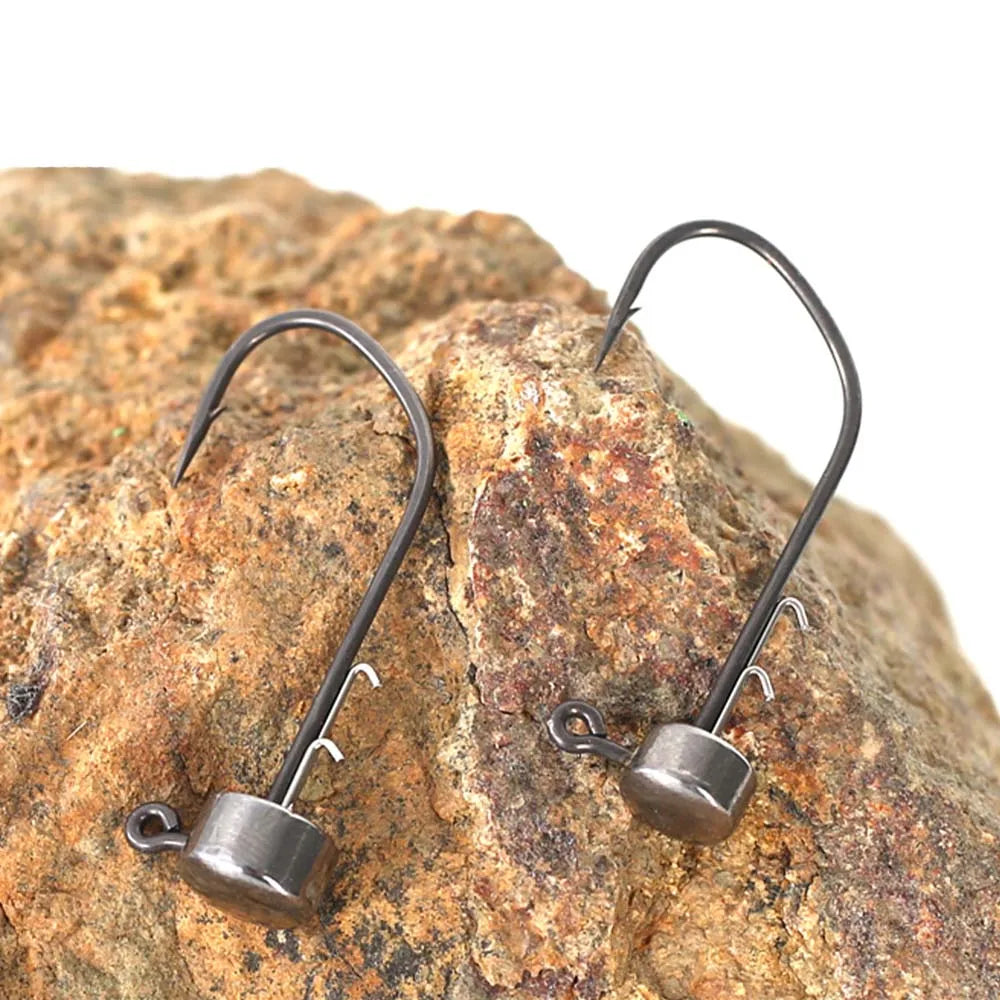 ZUKIBO 5PCS Tungsten Steel Welding Ned Jig Hook Kits High Quality Jig Heads for Soft Worm T Tail Fishing Lure,Fishing Hooks