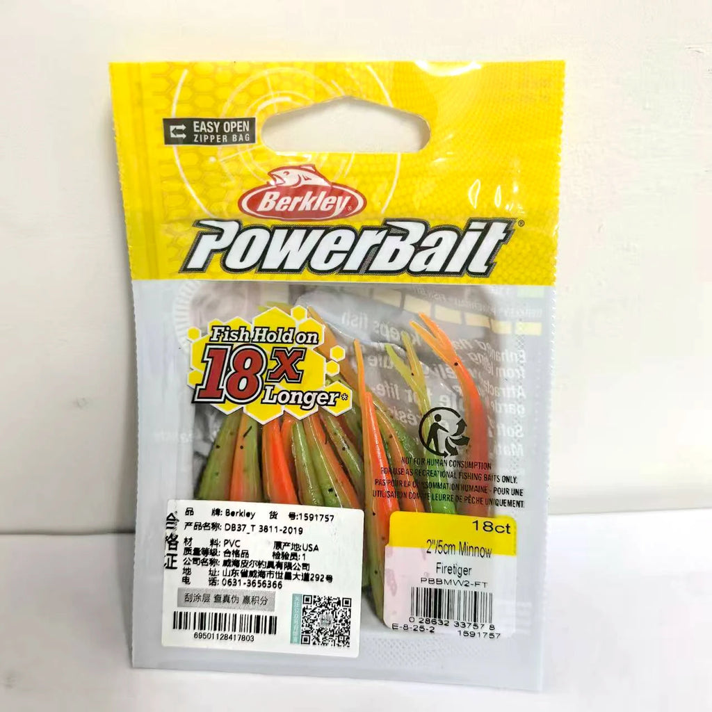 Original NEW Berkley Power Bait Small fish shaped soft bait 18 times the fragrance 5cm/2in 18pcs Trout bait Black fish bait