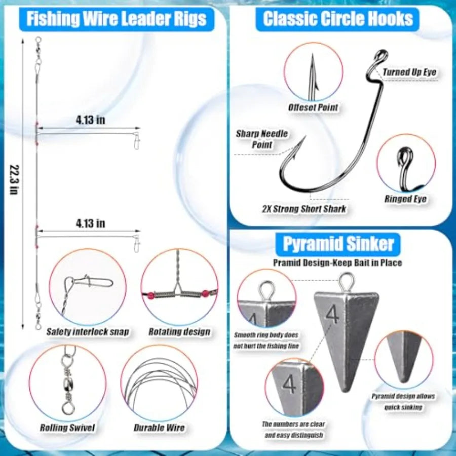 Fishing Lures Kit with Tackle Box, Pliers, Fish Gripper, Saltwater Freshwater Gear Set for Bass Trout, Hooks Weights Bobbers Ri