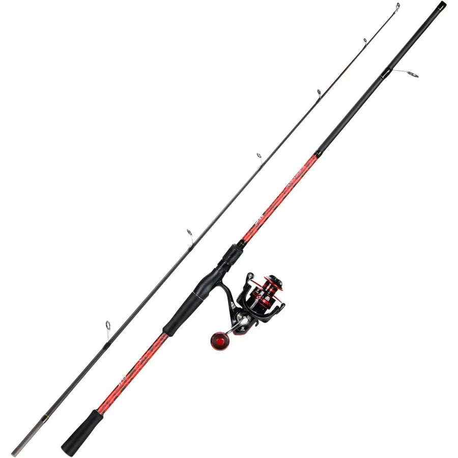 7' 2Piece Spinning Fishing Rod and Reel Combo with 4000 Size Reel Adjustable Handle Position for Right or Left Hand Use Ideal f