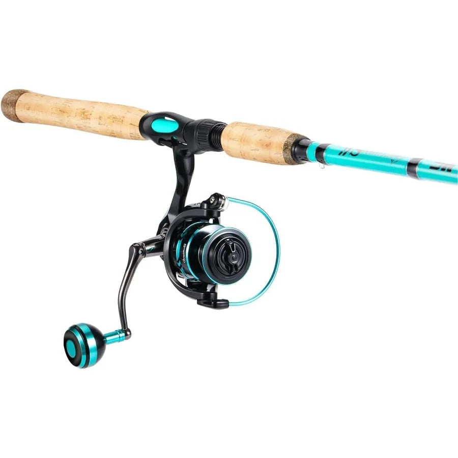 7' 2Piece Spinning Fishing Rod and Reel Combo with 4000 Size Reel Adjustable Handle Position for Right or Left Hand Use Ideal f