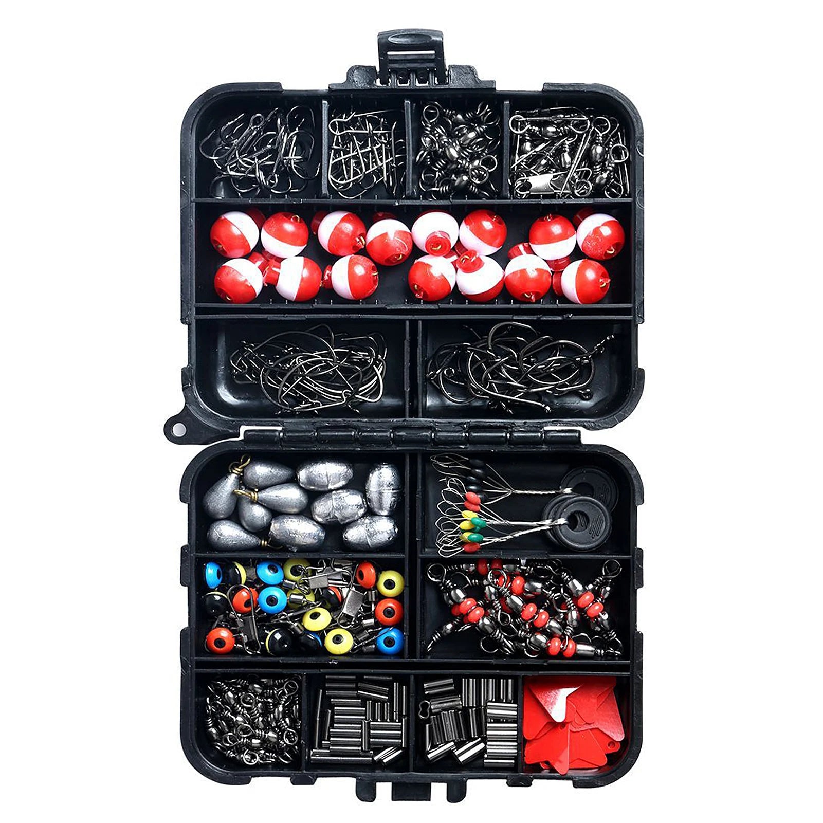 NEW 263pcs Fishing Slides Fishing Accessories Set with Tackle Box Including Plier Jig Hooks Sinker Weight Swivels Snaps Sinker