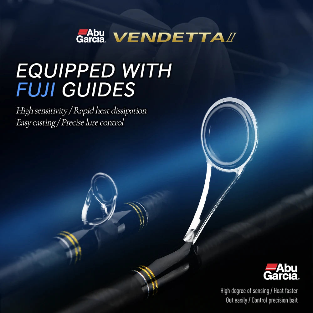 ABU Garcia Original VENDETTA Ⅱ Spining/Casting 2 Sections Lightweight/High Sensitivity Fishing Rod 1.98m-2.43m Fuji O-Guide Ring