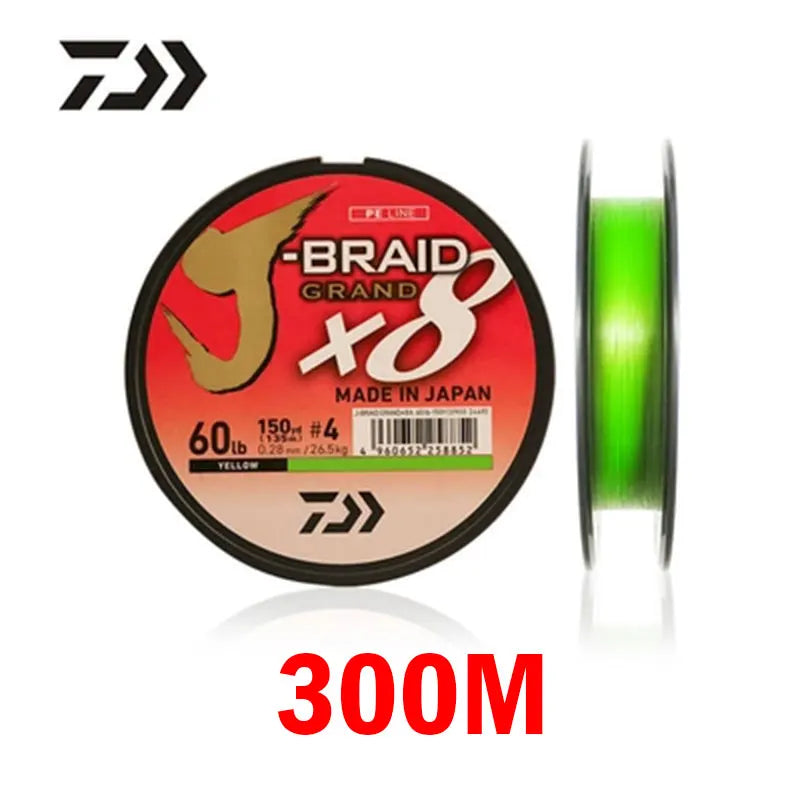 2024 DAIWA Fishing Line J-BRAID Expedition X8 150/300M Braided PE wire Dark Green/Orange/Multicolor