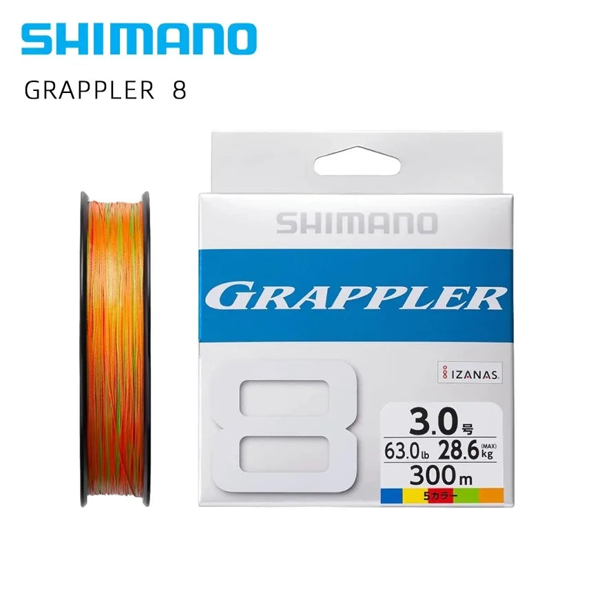 SHIMANO Original Fishing Line GRAPPLER Colors 8 PE Line 200M 300M Multi Colors Boat Braided Fishing Lines
