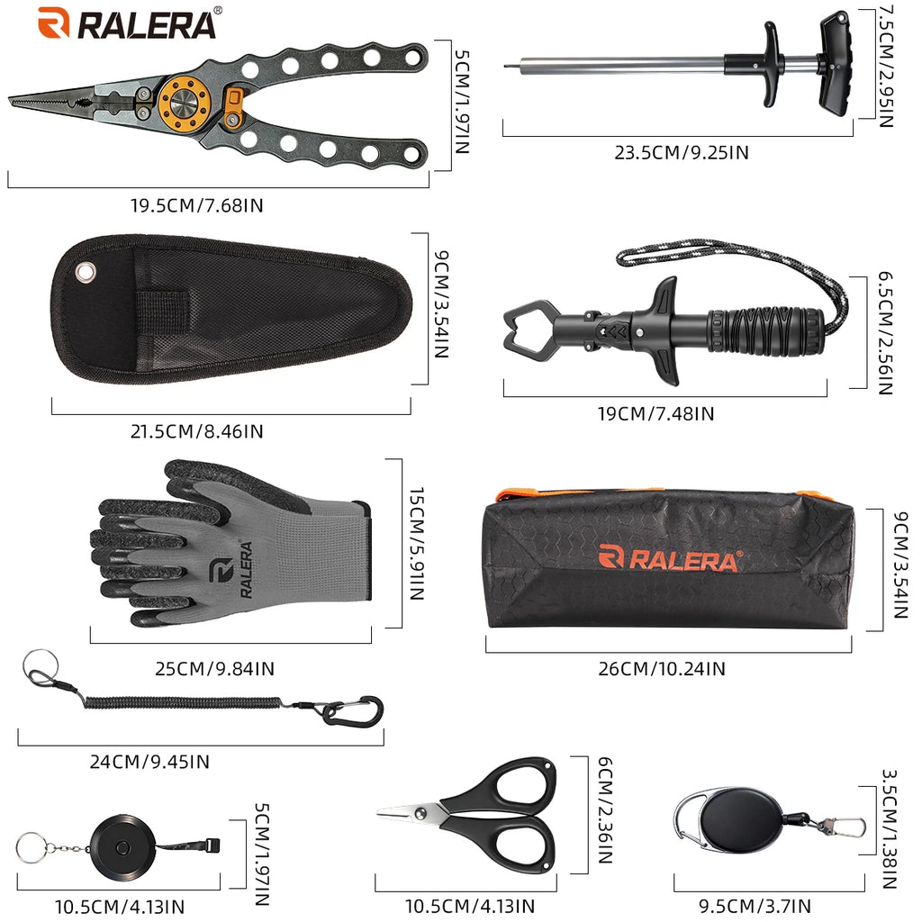 9 fishing tools, aluminum alloy fish pliers with tungsten steel blades, can cut 8 types of strong fishing lines,Perfect fishing