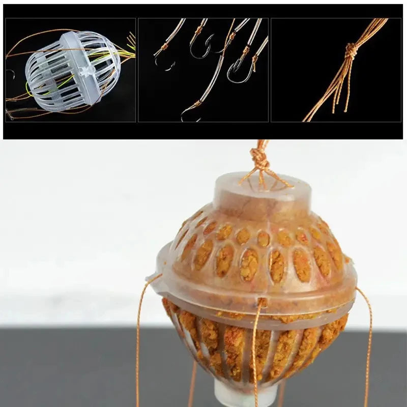 6/1PC Fishing Hooks Explosion Baits Cage Sea Box Hook Monsters With Six Strong Carbon Steel Plastics Carp Spherical Tackle Tools