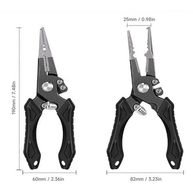 Aluminum Alloy Self-Locking Lure Fishing Pliers Saltwater Freshwater Fishing Hook Remover Braid Line Cutter Split Ring Opener