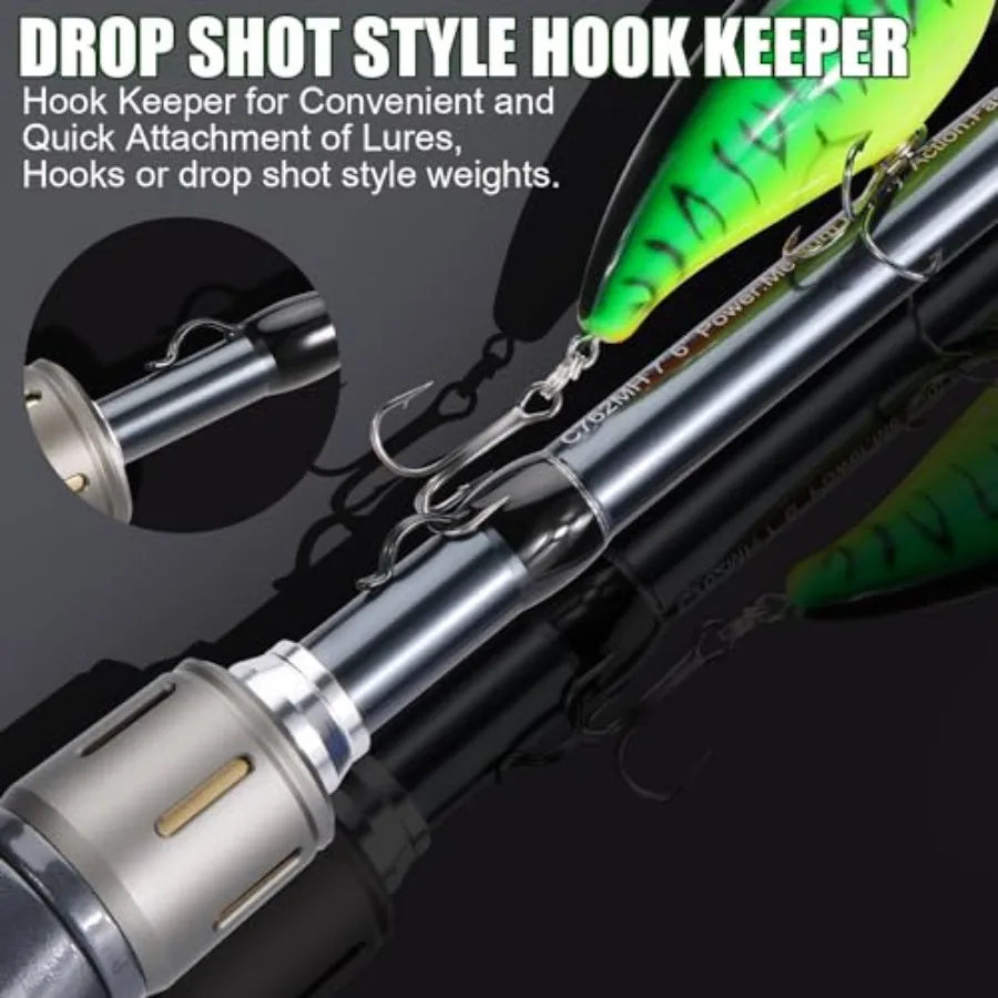 Fishing Rod and Reel Combos for Spinning and Casting Fishing 30Ton+24Ton Graphite 2Piece Fishing Poles with Supe