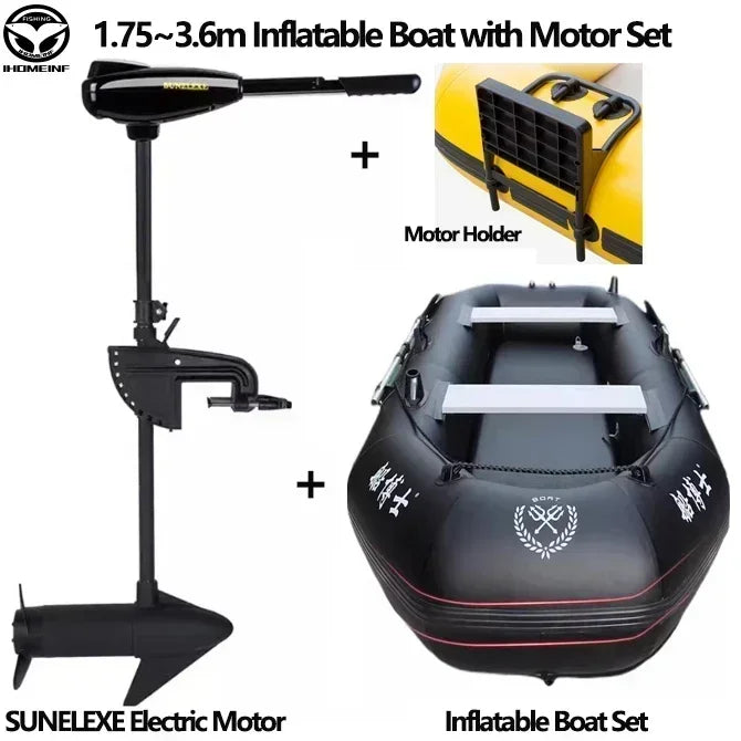 Multi-size Inflatable Boat with Electric Propeller Set for River Lakes Kayaking Drifting Fishing Boat with Air Deck Bottom Canoe