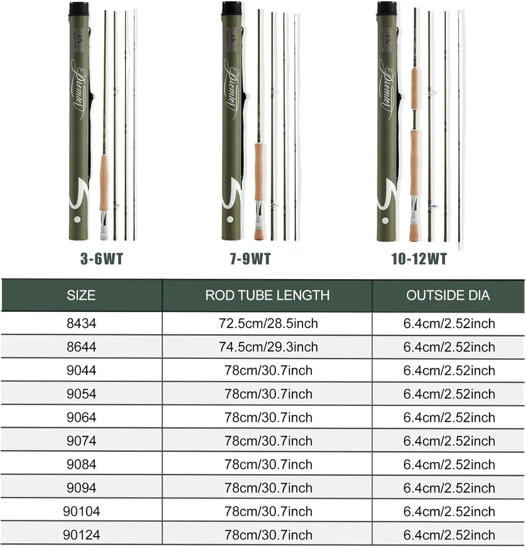 Fly Fishing Rod, IM8 Graphite, Fast Action, 3-12WT, with Carrying Case