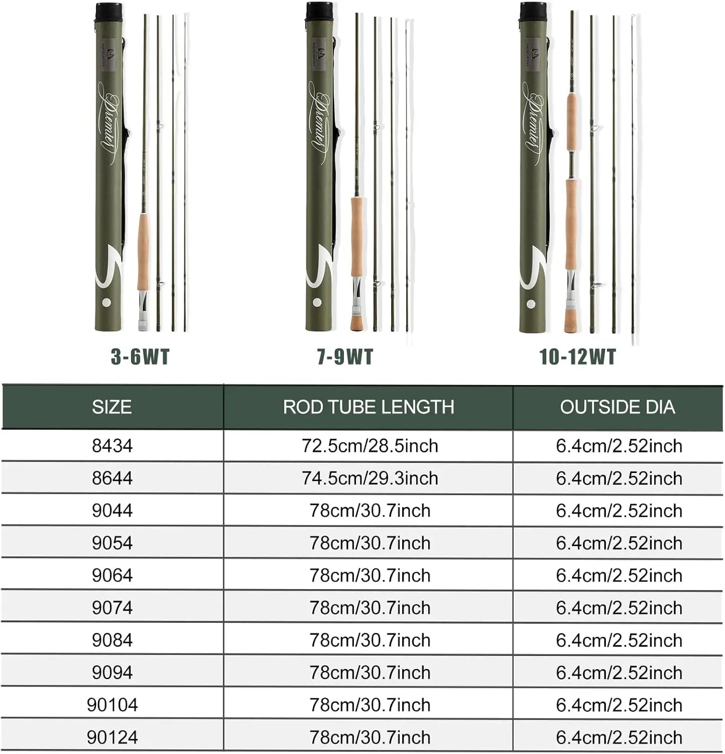 Fly Fishing Rod, IM8 Graphite, Fast Action, 3-12WT, with Carrying Case