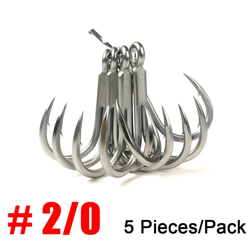 4X Strong Treble Fishing Hooks #4-#5/0 Big Game Sea Fishing Anti-Rust Coating Triple Anchor Hooks For Carp Pesca