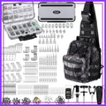 397 Pcs Fishing Accessories Kit with Backpack, Tackle Box, Hooks, Weights, Sinkers, Spinner Blade Gear