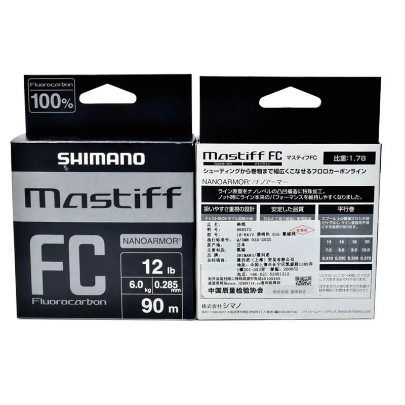 Original SHIMANO Mastiff FC 3LB-20LB Fluorocarbon Transparent Color Fiber Fishing Line 90M Made in Japan
