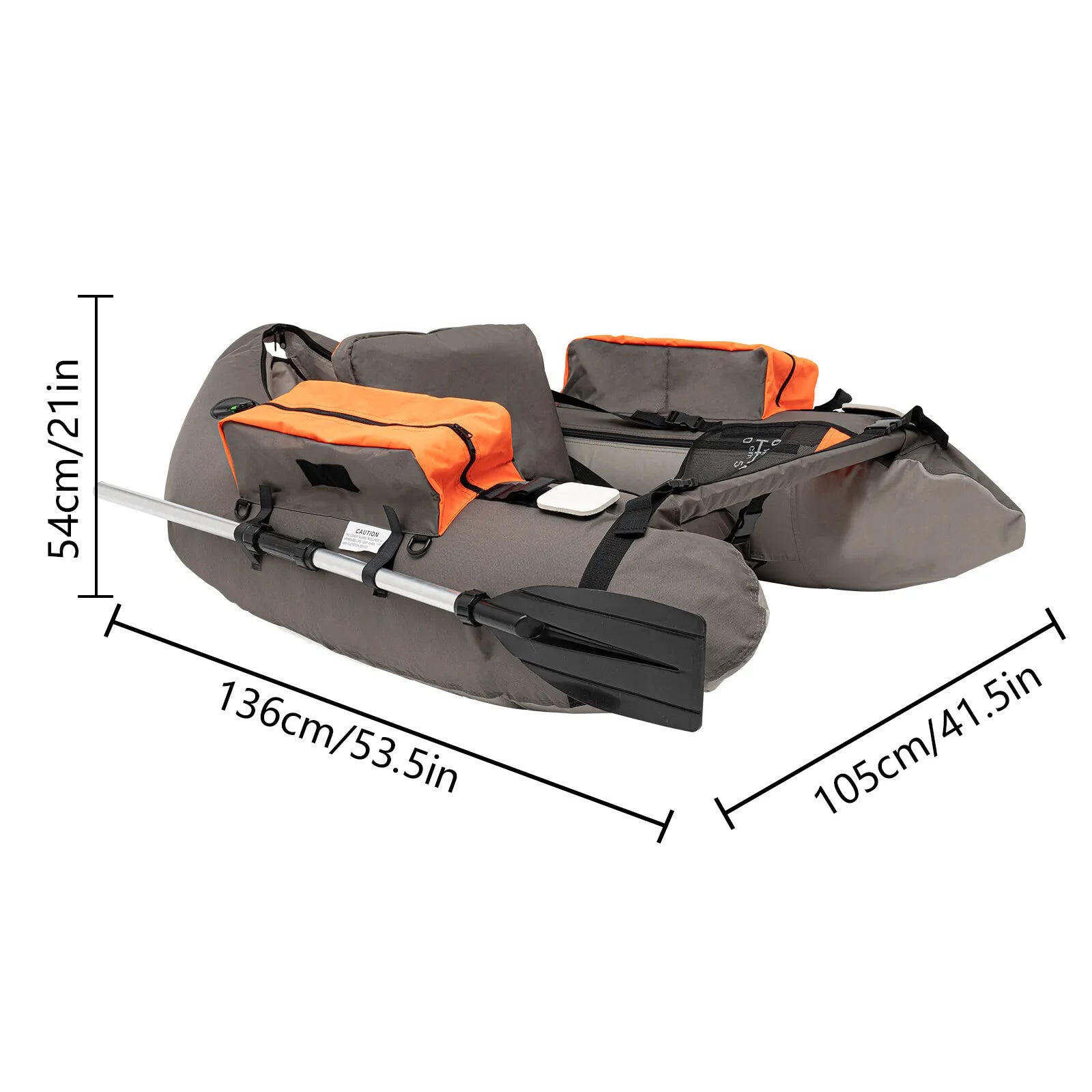 Portable Inflatable Fishing Boat Raft Blow Up Boat with Adjustable Angle Backrest for Outdoor Water Fishing
