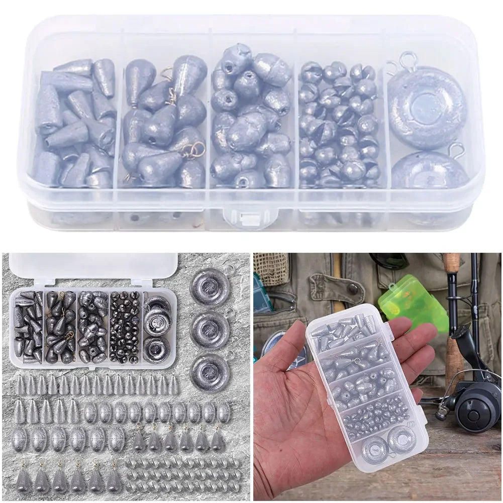 81PCS Removable Fishing Sinkers Weights Kit Fishing Flipping Weights Line Sinkers Hook Connector for Bass Fishing Tackle