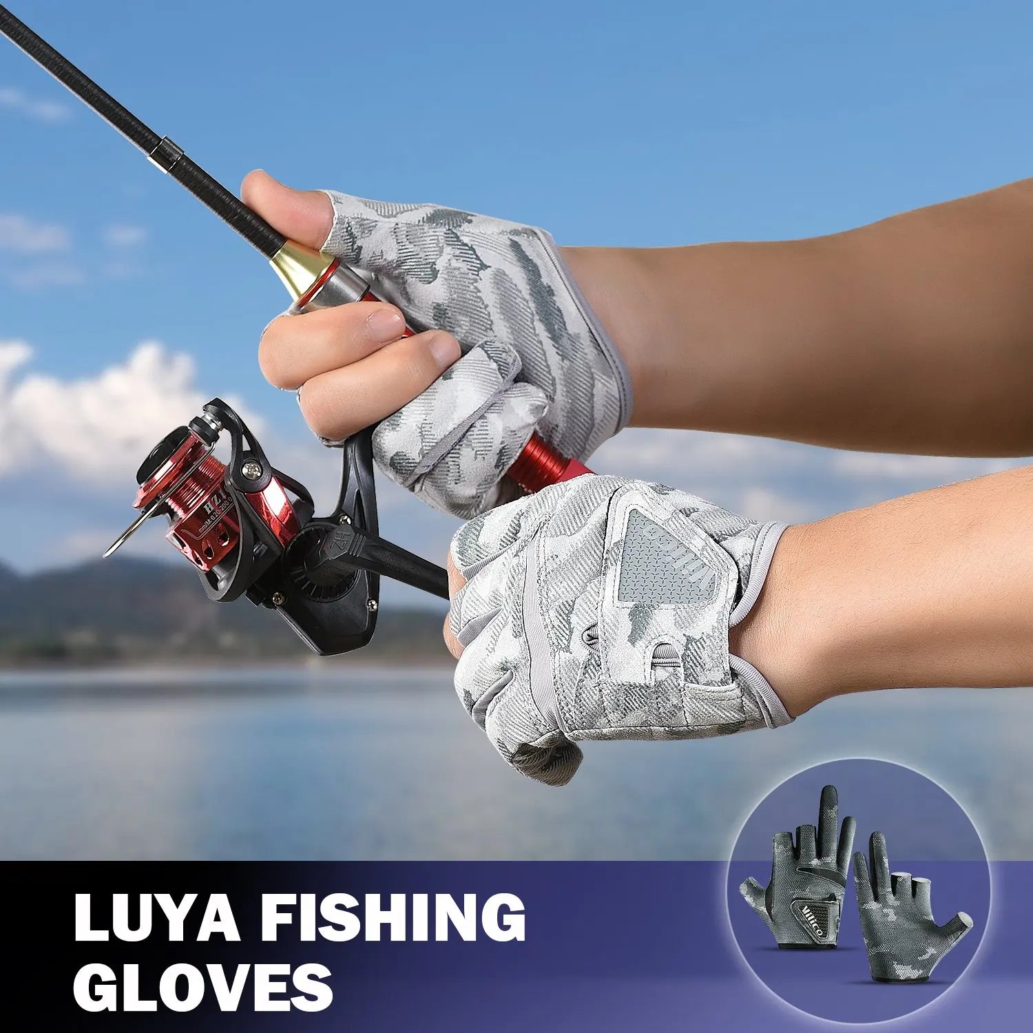 1 Pair Fishing Gloves for Men Summer Fishing Road Sub Sunscreen and Anti Slip Ice Silk Breathable Thin Three Finger Cut Gloves