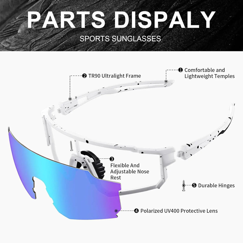 Polarized Sports Sunglasses for Men and Women, UV Protection for Fishing Cycling Mountain Bike Baseball