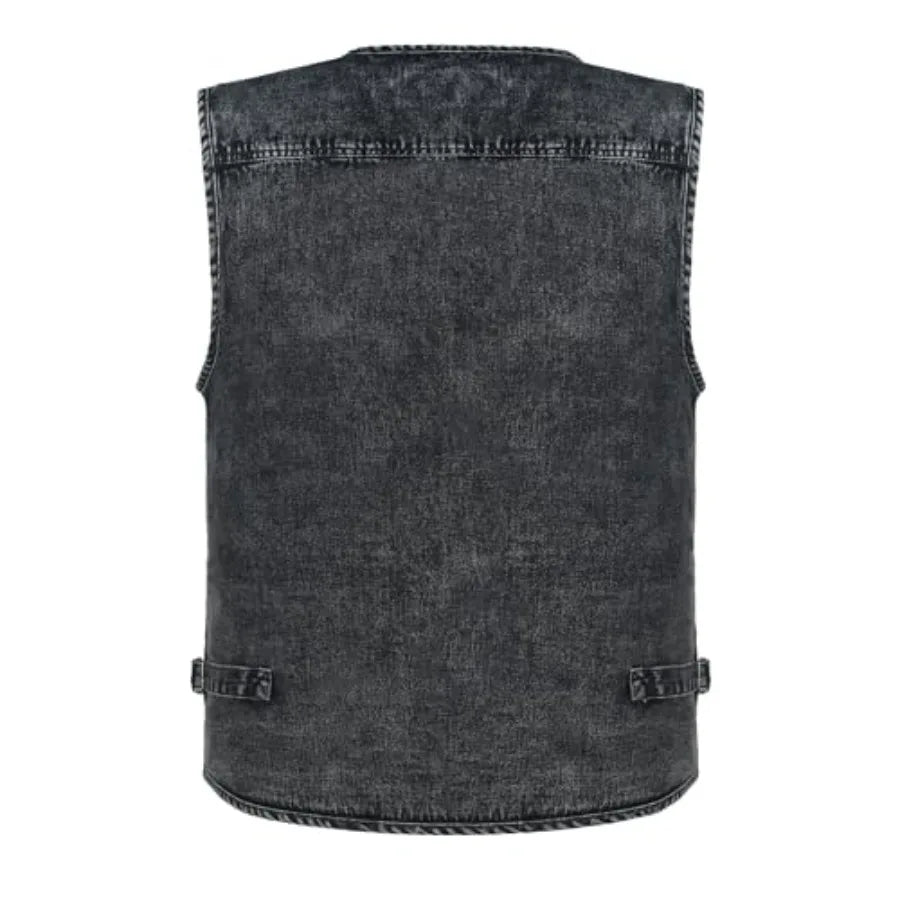 Men's Denim Multi-Pockets Leisure Work Fishing Outerwear Vest