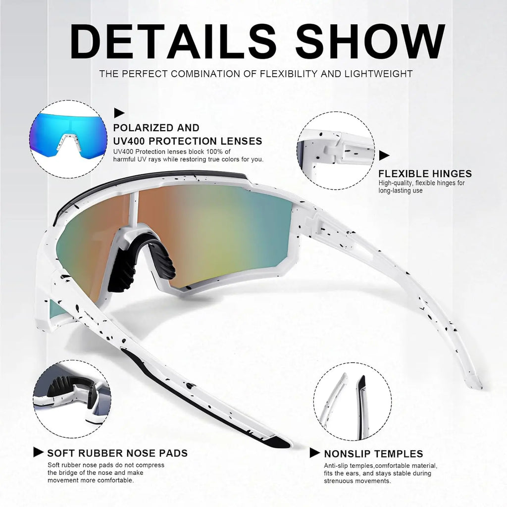 Polarized Sports Sunglasses for Men and Women, UV Protection for Fishing Cycling Mountain Bike Baseball