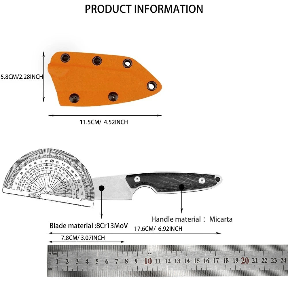 RMJ Fixed Blade Knife Micarta Mountain Climbing Trekking Barbecue Hunting Fishing Portable Self Defense Essential Equipment Tool