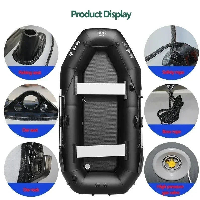 Multi-size Inflatable Boat with Electric Propeller Set for River Lakes Kayaking Drifting Fishing Boat with Air Deck Bottom Canoe