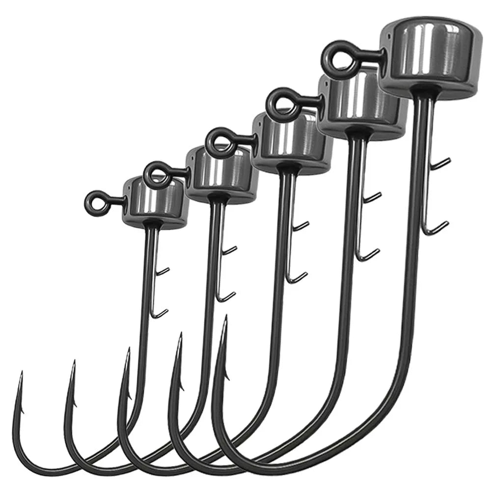 ZUKIBO 5PCS Tungsten Steel Welding Ned Jig Hook Kits High Quality Jig Heads for Soft Worm T Tail Fishing Lure,Fishing Hooks