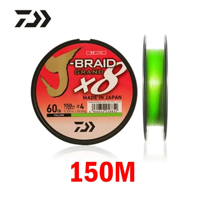 2024 DAIWA Fishing Line J-BRAID Expedition X8 150/300M Braided PE wire Dark Green/Orange/Multicolor