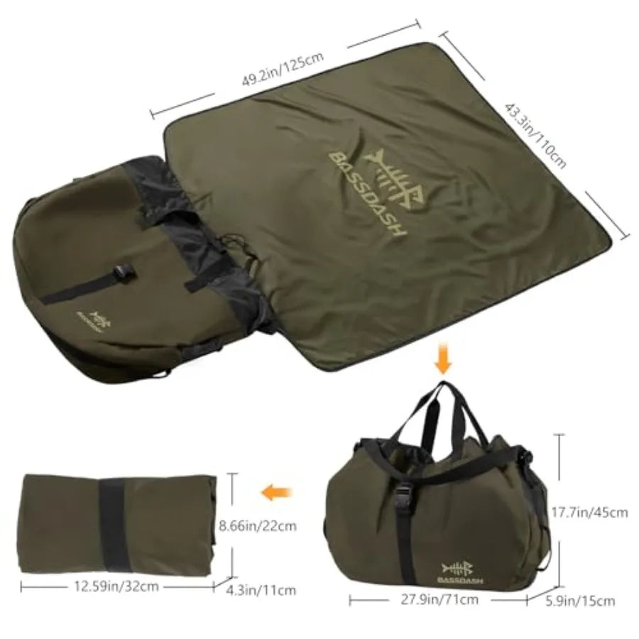 FW08 Men's Breathable Waterproof Fly Fishing Waders Chest Fishing X-Large Stocking Foot 11-12 with Foldable Wader Bag Changing