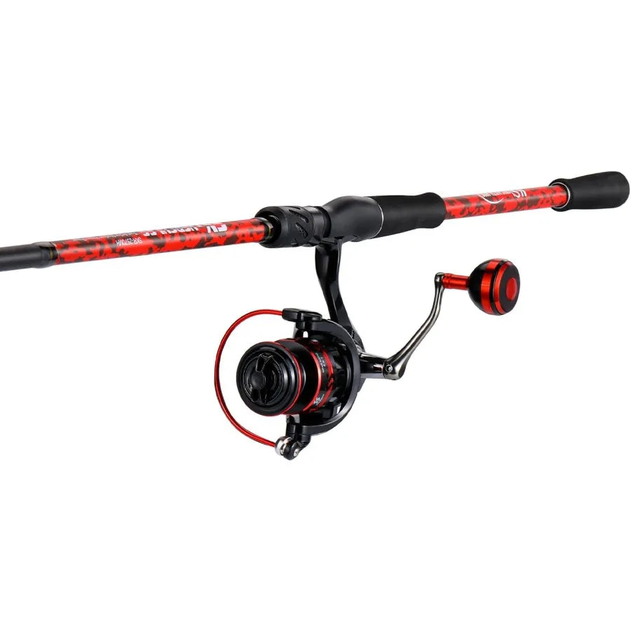 7' 2Piece Spinning Fishing Rod and Reel Combo with 4000 Size Reel Adjustable Handle Position for Right or Left Hand Use Ideal f