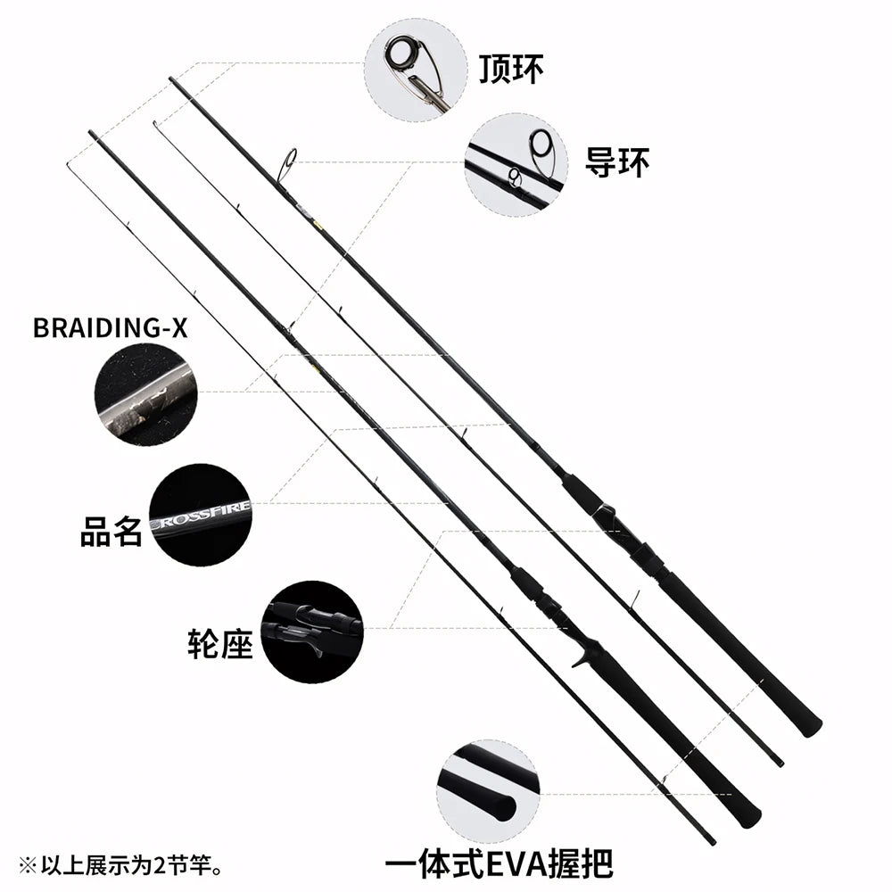 DAIWA 26 CROSSFIRE Spinning/Baitcasting Lure Fishing Rod 2 Sections Carbon Fiber