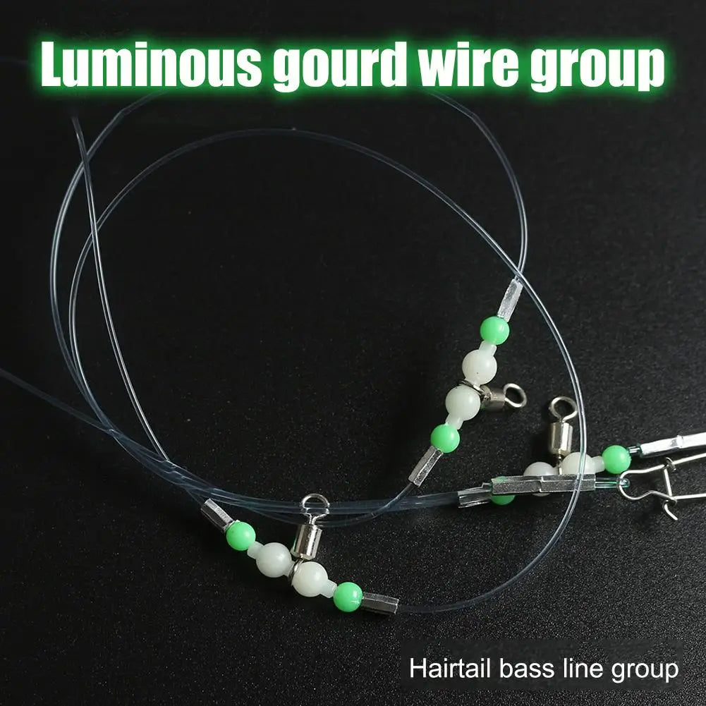 2PCS 360-Degree Luminous Fishing Swivels Line Fishing Rolling Connector (40cm)