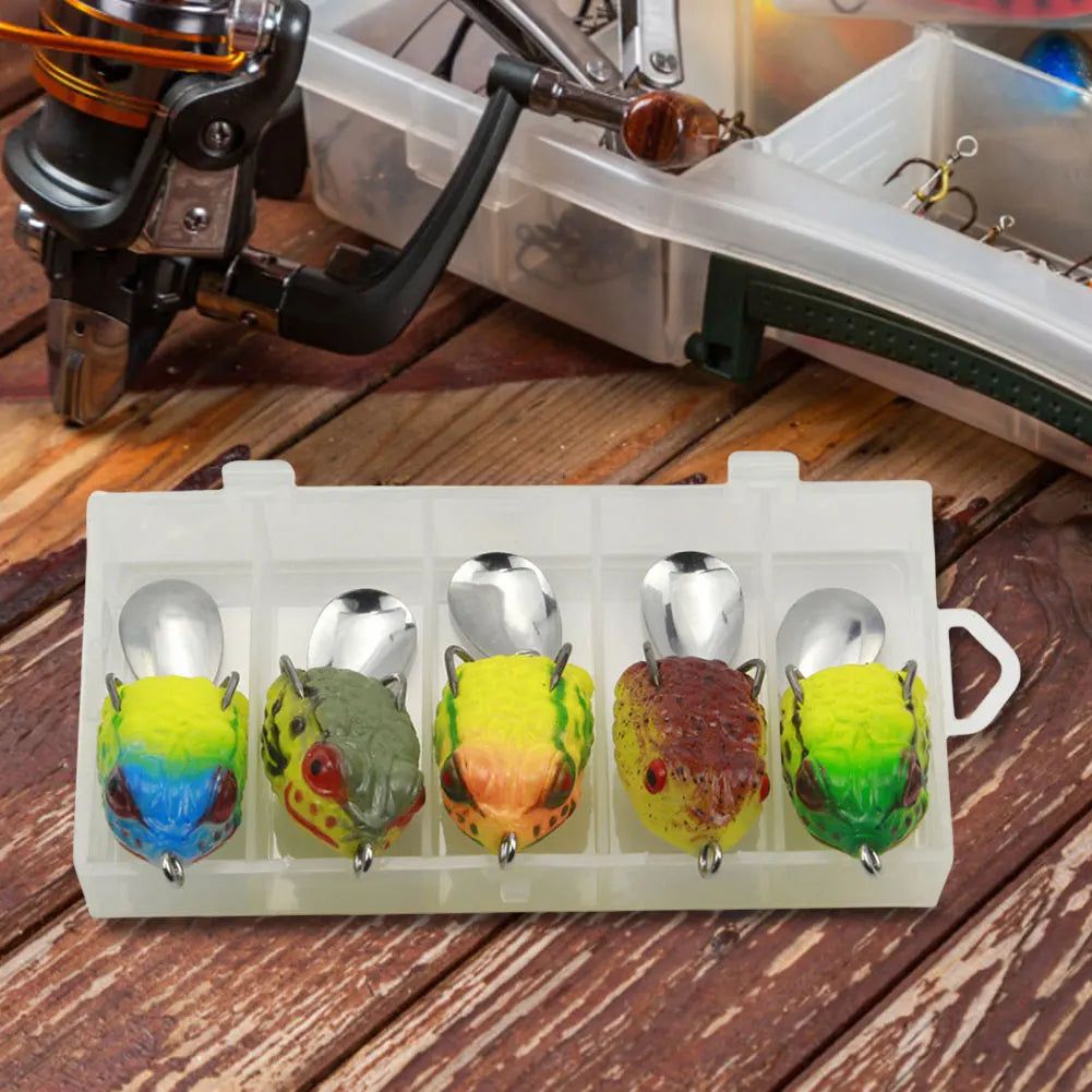 5pcs Mini Frog Soft Bait 25mm 3g Bionics Sequin Frog Bait Double Hide Hook Artificial Lifelike Thunder Frog Lure Fishing Wobbler