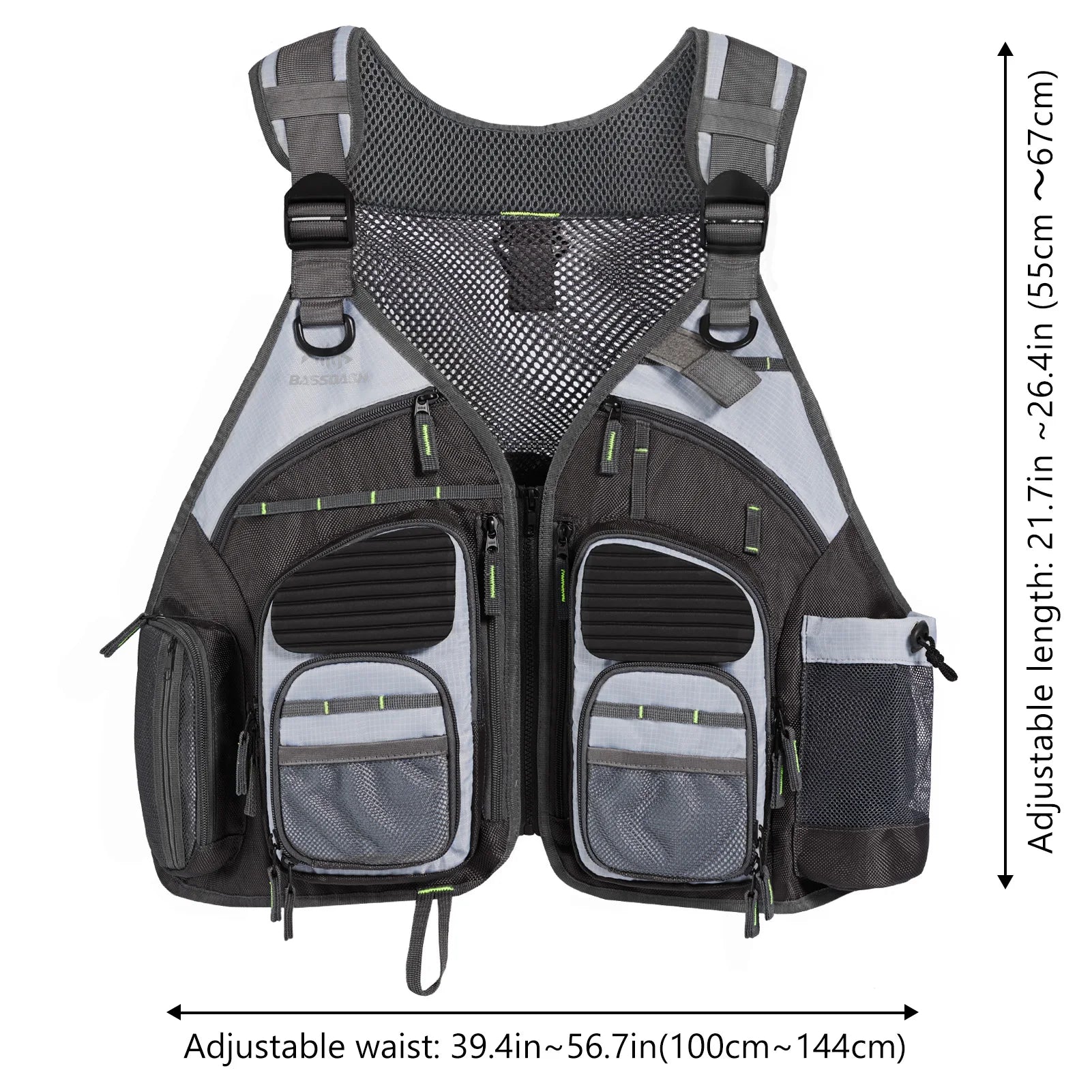Bassdash Fishing Vest Adjustable Outdoor Sports Fishing Tackle Breathable