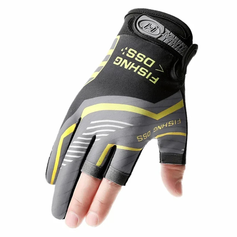 High Quality Fishing Gloves for Men Summer Fishing Road Sub Sunscreen and Anti Slip Ice Silk Breathable Thin Three Finger Gloves