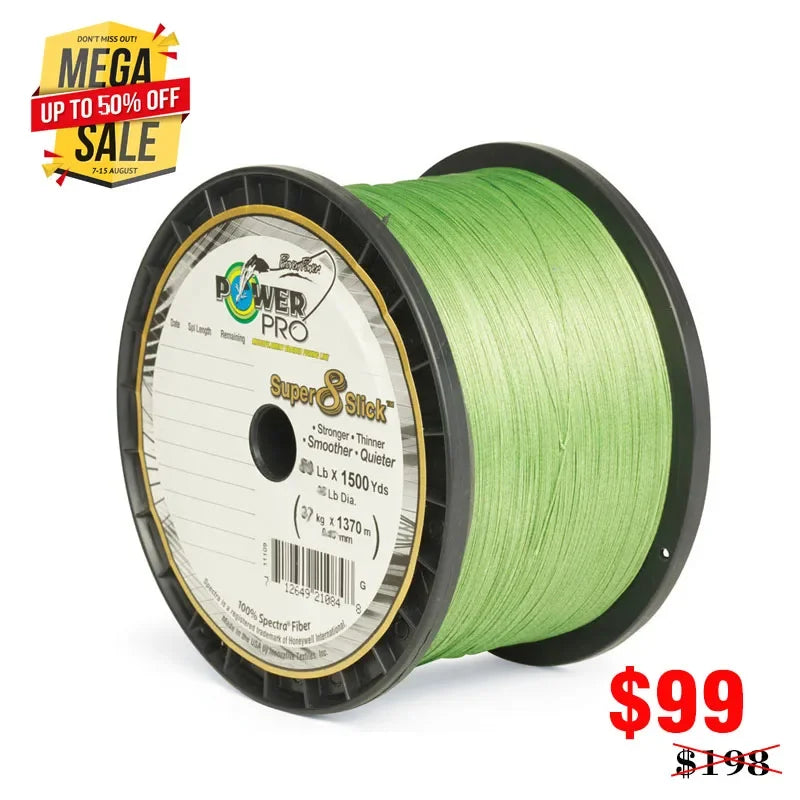 Saltwater Fishing POWER Pr0 braided PE Fishing Line 8 Slisk line Pro Super  Power USA 1500 yds PE 8 braided Fishing Line