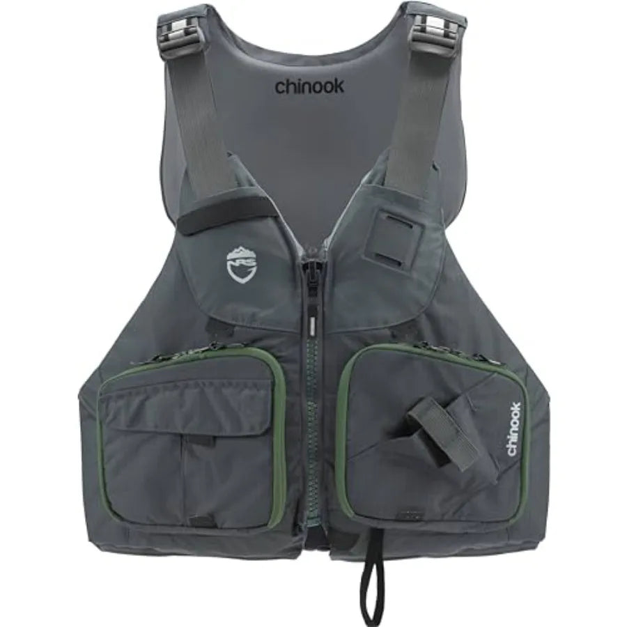 Chinook Fishing Life Jacket for Fishing Adult USCG Type III PFD Mesh Back Front Zip Vest with Pockets for Rafting Kayaking Padd