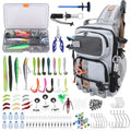 Fishing Backpack with Tackle BoxesWaterproof Fishing Shoulder Bag for Fishing Gear Fish Bag with 136 Pcs Fishing Lures Kit Fish
