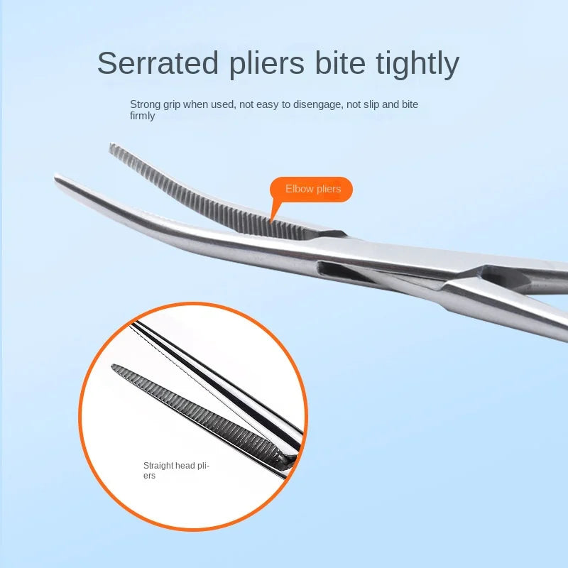Stainless Steel Locking Forceps Arterial Surgical Clips Curved Straight Fishhook Forceps Hemostatic Forceps Hand Tools