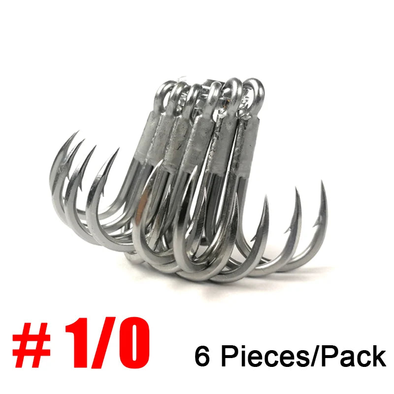 4X Strong Treble Fishing Hooks #4-#5/0 Big Game Sea Fishing Anti-Rust Coating Triple Anchor Hooks For Carp Pesca