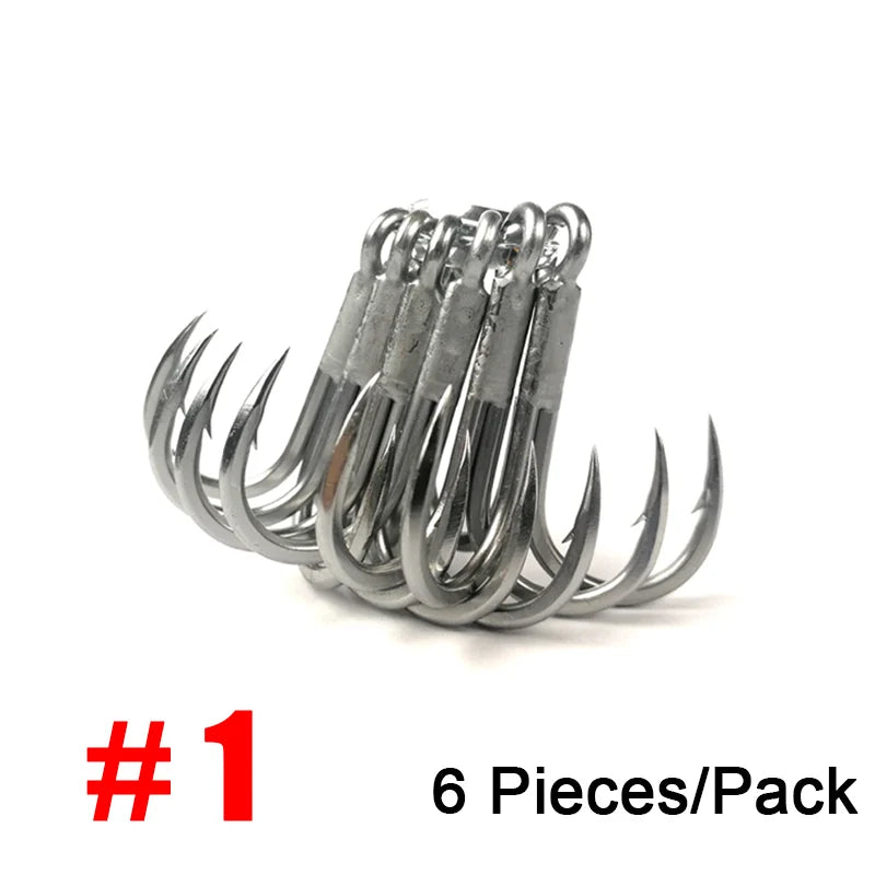4X Strong Treble Fishing Hooks #4-#5/0 Big Game Sea Fishing Anti-Rust Coating Triple Anchor Hooks For Carp Pesca
