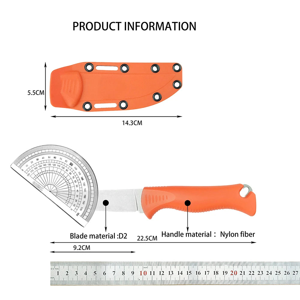 Camping Adventure Fixed Blade Knife- BM 15505 with Kydex Sheath D2 Blade Portable Outdoor Fishing Climbing EDC Tool with Sheath