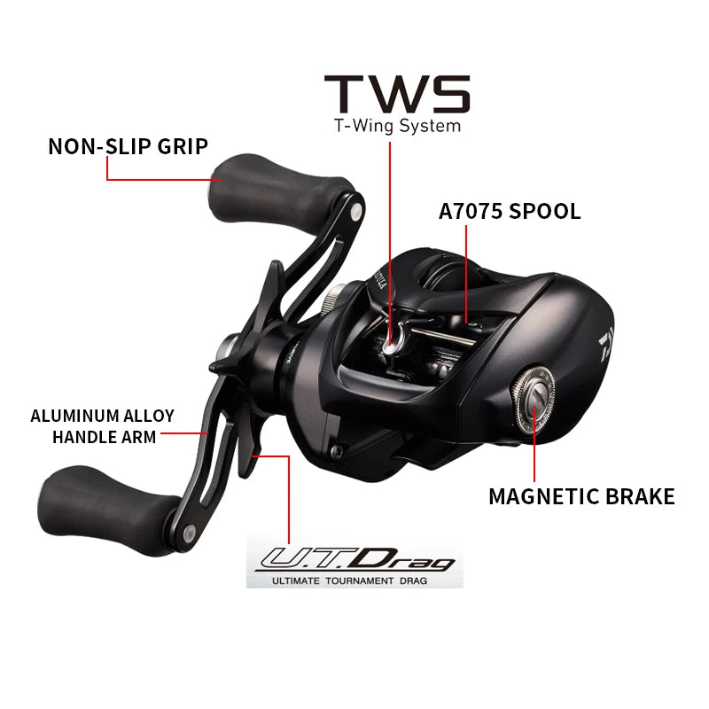 2025 DAIWA TATULA 150/200 Baitcasting Fishing Reel 7+1BB 7.3:1Ratio 220g Light Body MAGFORCE Brake System Seawater Reel