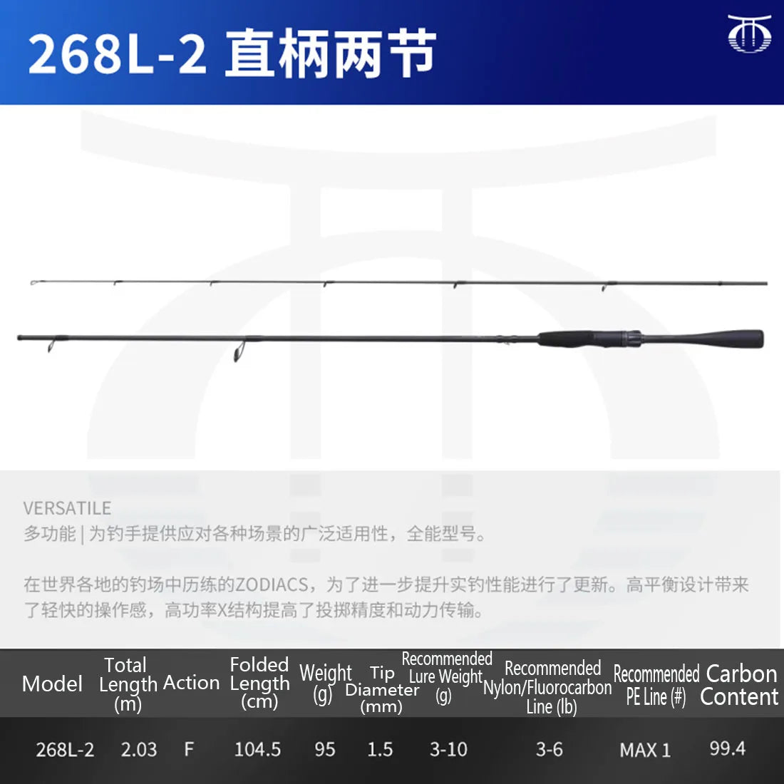 Shimano Zodias 2-Piece Fishing Rod Carbon Fiber Spinning Casting Rod Hi-Power Lightweight Sensitive Bass Fishing Lure Rod